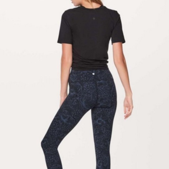 Lululemon Wunder Under Cropped Legging Nouveau Mach Blue Black - Picture 10 of 14